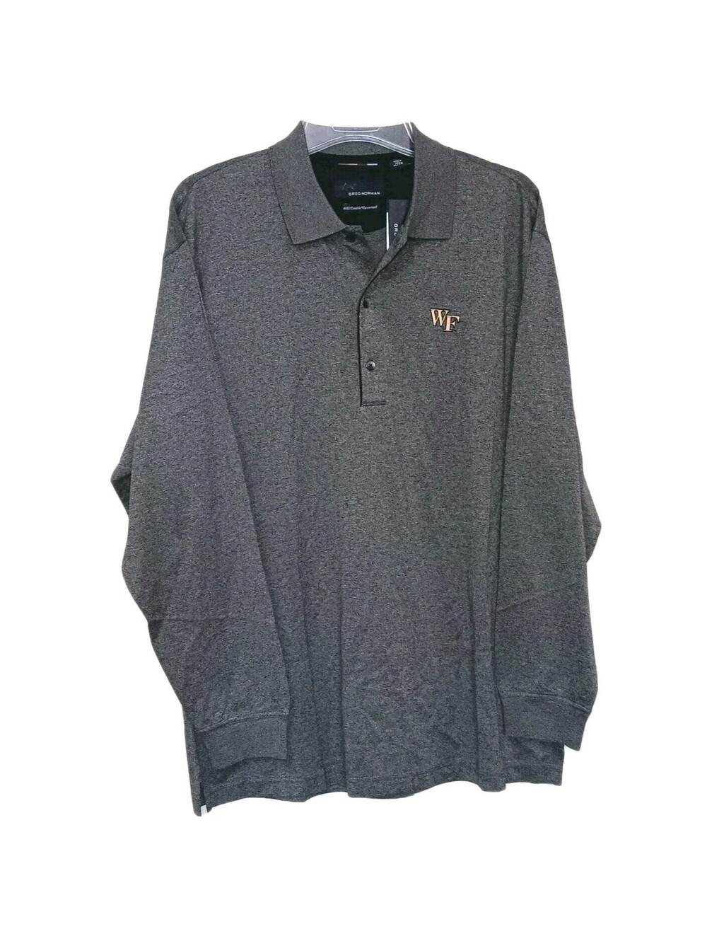 NEW Greg Norman Size XL WAKE FOREST MENS LS Grey COTTON Collared Polo Shirt